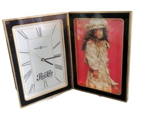 Vintage HOWARD MILLER CLOCK PHOTO ALBUM Pictures FOLDABLE Gold Style WORKS - Picture 1 of 4