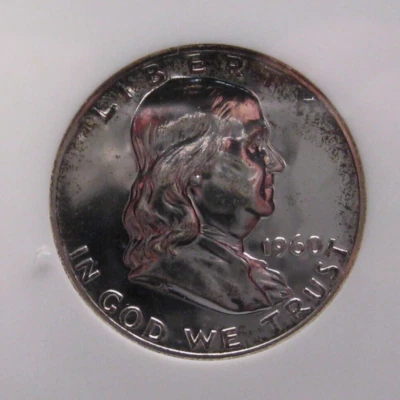 Moneta D'Argento FRANKLIN Da Mezza Dollaro Toned Del 1960. NGC PF67. - Immagine 1 di 4