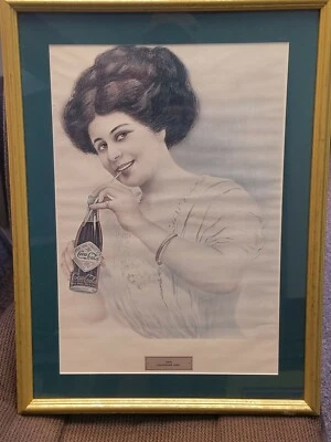 1909 Coca Cola Coke Calendar Girl Framed Print 17 1/2 - 23 1/2 - Image 1 of 4