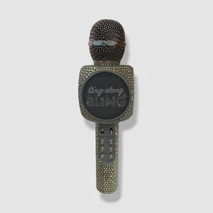 Wireless Express Silver Bling Iridescent Karaoke Microphone/Bluetooth Speaker - Picture 1 of 8