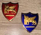 2 Vintage Italian Navy Pax Winged Lion Badge Pin Nato Cold War Red & Blue