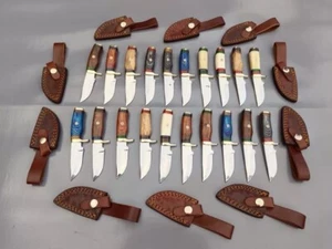 LOT OF 20PCS HANDMADE 6'' INCH STEEL BLADE SKINNER KNIVES WITH SHEATHS - Picture 1 of 5
