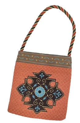 MEDALLION PURSE With Ribbon HAND-PAINTED NEEDLEPOINT Kit To Completion Vintage - Image 1 of 4