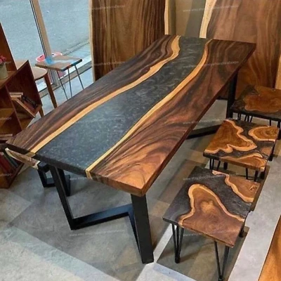 Epoxy Dining Table Top / Resin Table, blue river table, Epoxy table top Wooden - Image 1 of 2