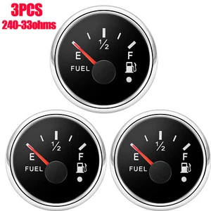 3PCS 52MM Fuel Level Gauge 240-33ohms 7 Colors LED for Motorcycles Boat Car ATV - Picture 1 of 16
