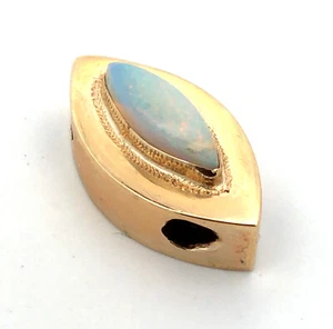 Vintage 10K Yellow Gold Marquise Opal Cabochon Slide Bracelet Charm - Picture 1 of 12
