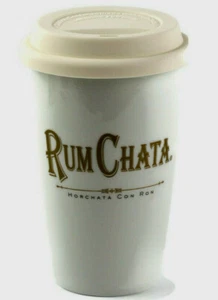 Tazza da viaggio Rum Chata Horchata Con Ron Spellout 12 oz coperchio silicone ceramica bianca - Foto 1 di 12