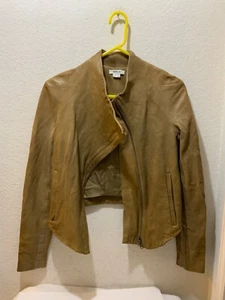HELMUT LANG lambskin Leather tan  Motorcycle Jacket Small - Picture 1 of 13