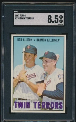 1967 Topps Killebrew/ Allison #334 HOF Twins SGC 8.5 NM-MT+ DEAD CENTERED - Image 1 of 2