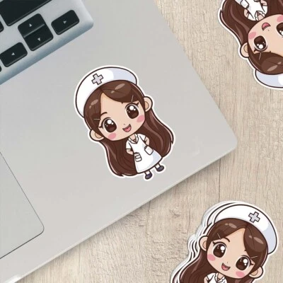 TWEED & CO. Cute Nurse Sticker – Weatherproof Vinyl for Water Bottles, Laptops & More