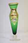 Emerald Green Bud Vase Gold Gilding Moriage Hand Painted 8"