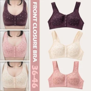Push Up Bralette Full Cotton Front Closure Bra Women Wireless Bras A5T8 - Picture 1 of 15