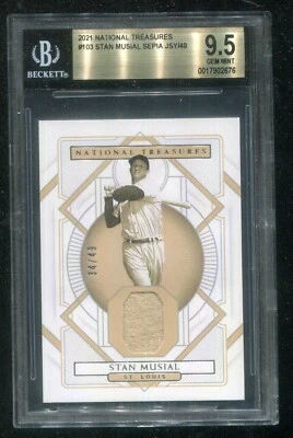 2021 Panini National Treasures #103 Stan Musial Sepia JSY Jersey /49 Graded 9.5 - Image 1 of 2