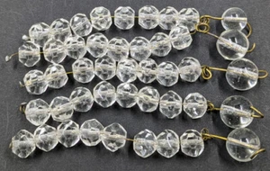 Antique Vintage Faceted Glass Crystal Beads on Brass Chain 3" Pre 1920s 1 Pc - Picture 1 of 7