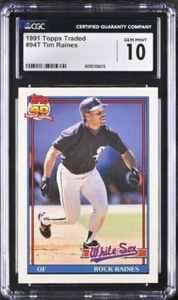 1991 TOPPS TRADED #94T TIM RAINES CGC 10 GEM MT  WHITE SOX - Picture 1 of 2