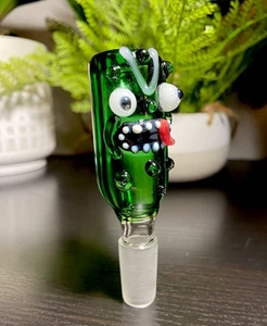 Handmade 14mm Green Pickle Glass Bowl - Picture 1 of 5