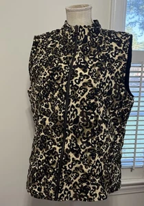 Chico's Travelers Quilted Zip Front Vest Women Size3 Animal Print Tan Black NWT - Picture 1 of 7