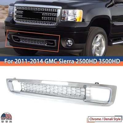 For 2011-2014 GMC Sierra 2500HD 3500HD Chrome Front Bumper Lower Grille Silver Foto 1 de 4