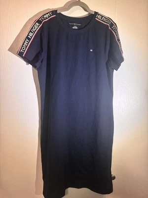Tommy Hilfiger Women’s Navy T-Shirt Dress S Logo Tape Shoulder Streetwear - Image 1 of 3