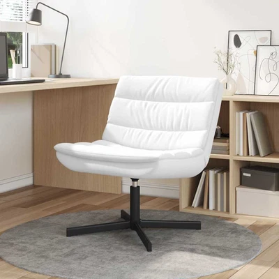 Swivel Chair White Faux Leather 63x75x76 cm Modern 360° Upholstered Seat ErgoXL. - Image 1 of 4
