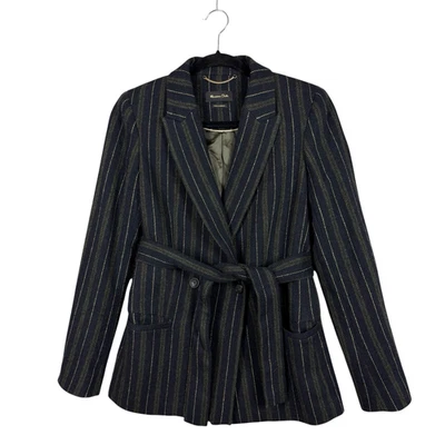 Blazer Massimo Dutti Mezcla Lana Cinturón Forrado Rayas - Talla 36 EUR / 4 EE. UU. Foto 1 de 4