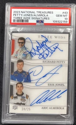 2023 National Treasures Richard Petty, Erik Jones & Aric Almirola Auto PSA 10 - Image 1 of 2