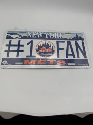 Vintage New York Mets License Plate Embossed Metal Car Tag MLB #1 Fan - Image 1 of 2