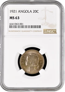 Angola 20 centavos 1921, NGC MS63, "Portuguese colony (1921 - 1974)" - Picture 1 of 2