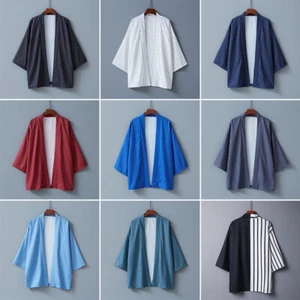 Unisex Hanfu Cloak Striped Japanese Kimono Poncho Summer Casual Loose Yukata NEW - Picture 1 of 40