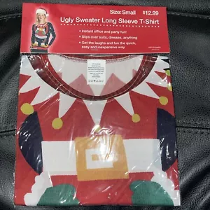 Women's Ugly Christmas Sweater Long Sleeve T- Shirt Size Small Elf Holiday New - Picture 1 of 2
