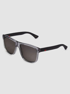 $465 Authentic Gucci GG0010S 004 Men Gray Polarized Square Sunglasses 58/16/145