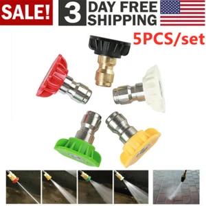 5pcs Pressure Washer Spray Tips Nozzles High Power Kit Quick Connect 1/4" Set - Picture 1 of 16