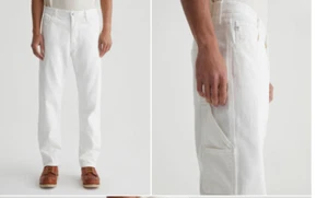 AG Adriano Goldschmied Well Carpenter Relaxed Taper Jeans Mens 34x31 White New - Picture 1 of 20