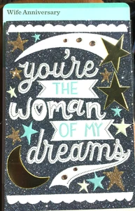 ANNIVERSARY Card for MY WIFE "You're the Woman of My Dreams" raised front 400C - Picture 1 of 3