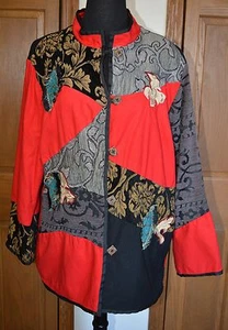VTG Women's Alex Kim Dinner Jacket Blazer Kimono Mandarin Collar Size 1X EUC - Picture 1 of 9