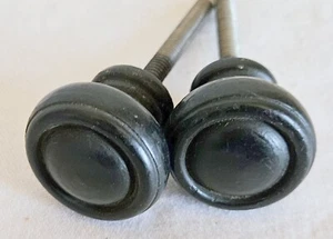 2 Antique 1.5" Wooden Drawer Pull Knobs 2.5" Screw in End Very Dark Ebony? - Picture 1 of 1