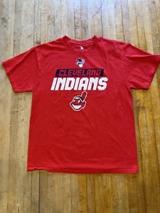 Cleveland Indians Shirt Adult Large Red & White MLB Baseball Short Sleeve Mens - Picture 1 of 5