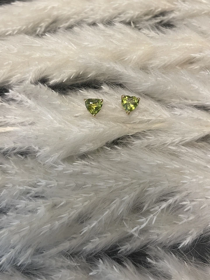750 Gold Ohrstecker mit Peridot.Gelbgold.Neue Ohrringe+Etikett.Peridot Herzform - Bild 1 von 4