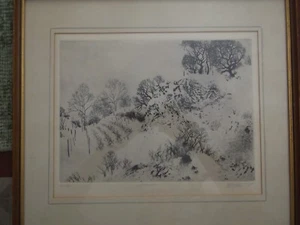 Peter Winslow Milton etching hand signed rare Winterscape 1965 old Peter Milton - Picture 1 of 6