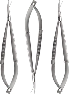 Micro Castroviejo Scissors 5.5" Curved – Set of 3, Micro Stitch & Thread Cutting - Picture 1 of 12