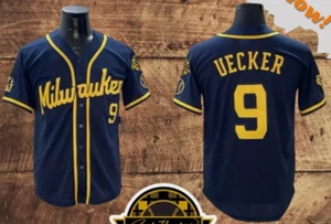 Bob Uecker Brewers Navy Bob Uecker Baseball Jersey All Size II938 - Picture 1 of 2