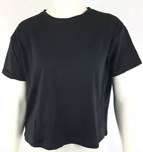 New Look Women's Crop Top Size 6 Black Cuffed Sleeves Pullover - Picture 1 of 7