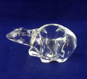 Fermacarte in vetro artistico trasparente pesante statuina orso polare portacandela portacandele - Foto 1 di 6