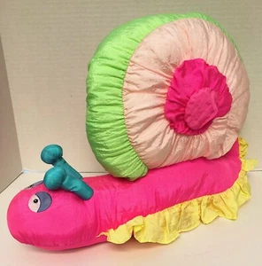 Peluche 17" Prestige SNAIL 1990 nylon stile puffalump rosa verde giocattolo vintage J11 - Foto 1 di 3