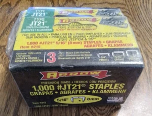 JT21 Arrow Staples 1000 per box (Lot of 5) 5000 Staples Size 5/16 8mm - Picture 1 of 3