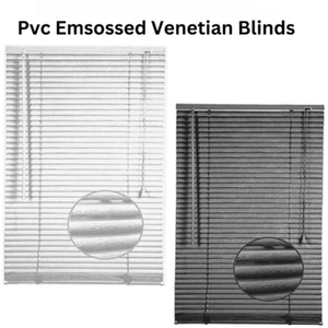 Embossed PVC Venetian Blinds Window Treatment Easy Fitting Trimmable UK - Picture 1 of 16