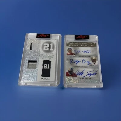 2023 Leaf Superlative Auto Joe Montana Roger Craig John Taylor Tim Duncan 2 Card - Image 1 of 4