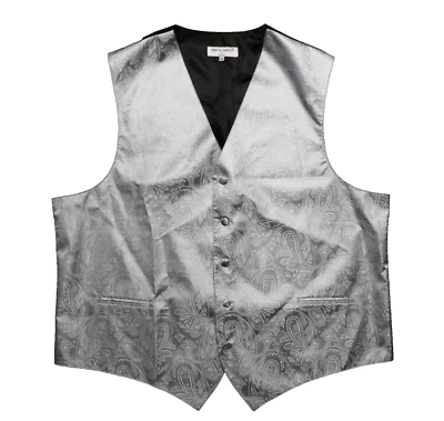Men's Vesuvio Napoli Italy Silver Paisley Tuxedo Vest XXL Prom Formal Wedding - Image 1 of 4