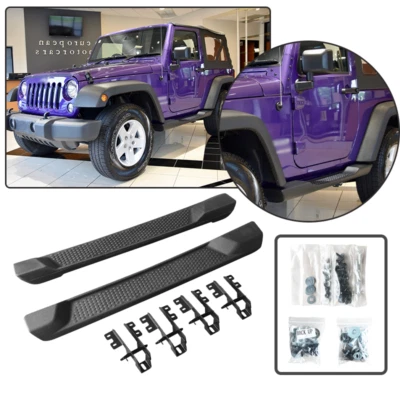 For 2007 2008-2018 Jeep Wrangler JK 2 Door Nerf Bar Running Boards Side Steps - Image 1 of 4