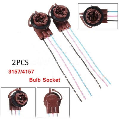 2x 3157 4157NA Bulb 3 tabs Socket Turn Signal Light Harness Wire Plug Connectors - Image 1 of 4
